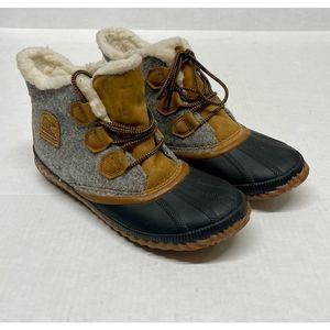 Sorel Out N About Plus Gray Wool Waterproof Duck Ankle Boot Wmns 11 Rain Snow